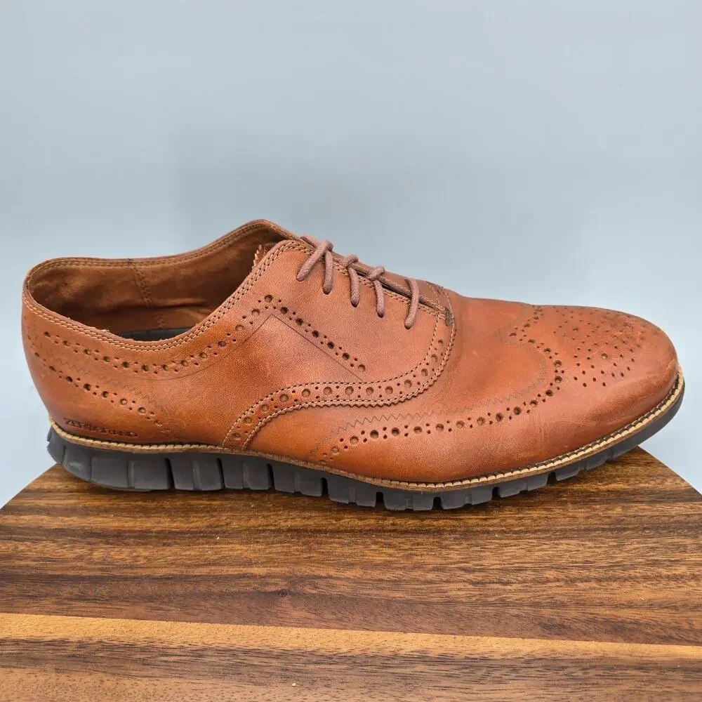 Cole Haan Zerogrand Oxfords Mens 15 Wide Brown Leather Wingtip Brogue Shoes
